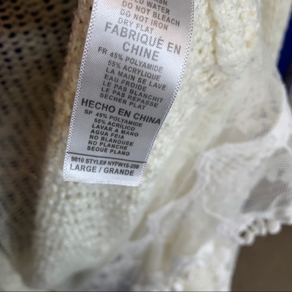 Classic Han Clothing Knit Open Cardigan Lace Large - Picture 2 of 3